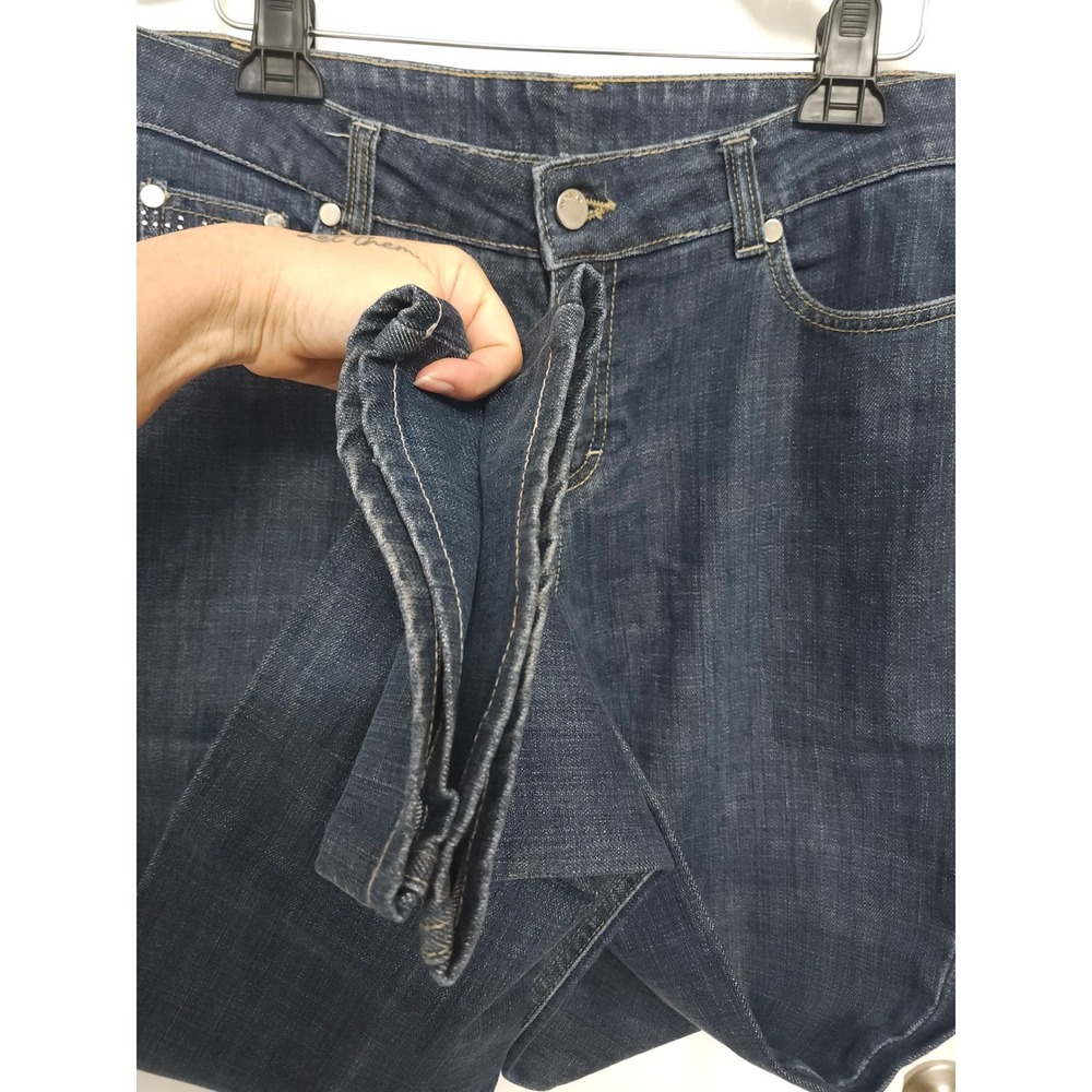 Wallis Womens 12 Dark Wash Rhinestone Embellished Straight Leg Jeans Blue - Picture 6 of 12